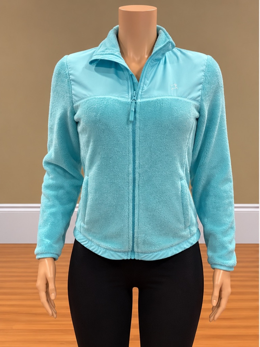 Danskin Aqua Turquoise Fleece Full Zip Jacket Athletic Activewear XS